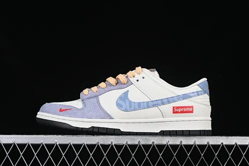 All categories Nk SB Dunk Series Nk SB Dunk Low High-end customized low-top sneakers Nk SB Dunk Low Sup joint color block blue hook Anniversary high-end customized low-top casual sneakers DJ2024-114